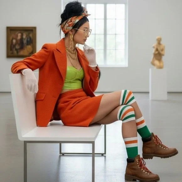 Vintage 60s Mod Orange Wool Skirt Suit Set Blazer Jacket Tailored Small - Picture 5 of 13